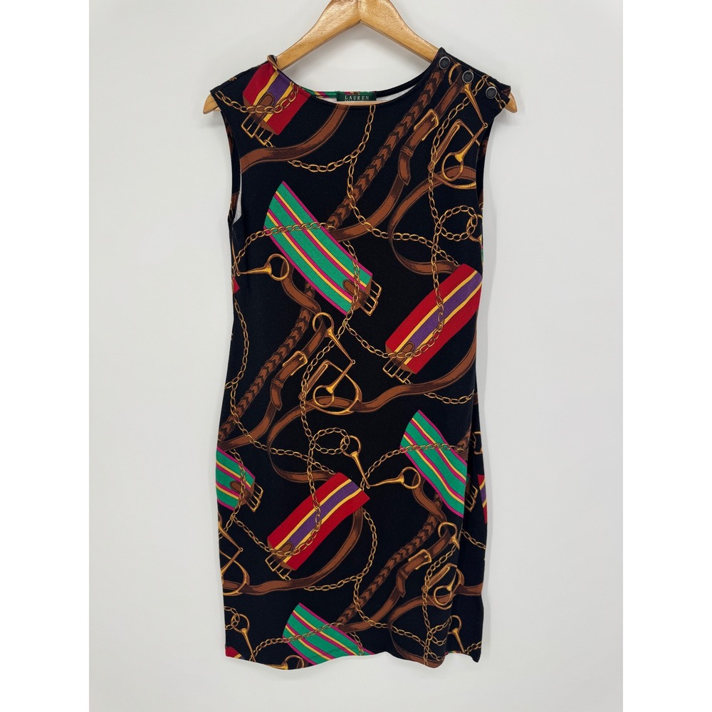Lauren Ralph Lauren Sheath Dress Women M Equestrian Chain Western Old Money